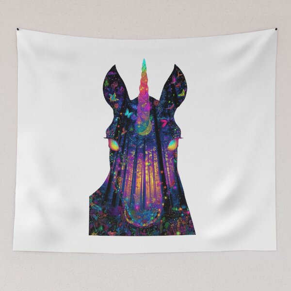 Item preview, Magical Neon Unicorn with Glowing Forest Silhouette  designed and sold by LC&LCPlatform.
