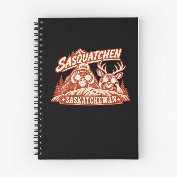 Item preview, Sasquatch and a deer watching humans with binoculars in Saskatchewan, Canada designed and sold by BigfeetLittlepaws.