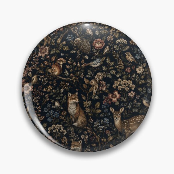 Item preview, Dark Cottagecore Woodland Animals & Vintage Botanical Pattern designed and sold by ZEYCAT.