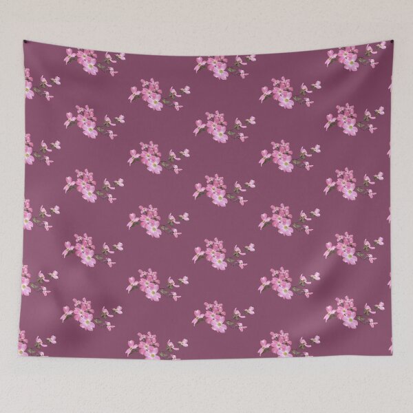 Item preview, Pink Dogwood Blossoms on a Burgundy Background designed and sold by KathyLav.