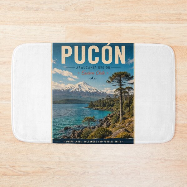 Item preview, Pucón Chile Travel Poster – Volcano, Lake & Araucanía designed and sold by ElartedeNoel.