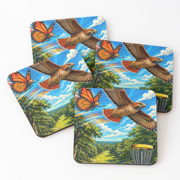 Item preview, Pop art butterfly chasing red hawk designed and sold by DiscLula.