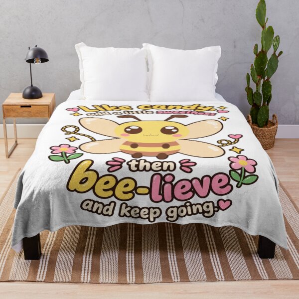 Item preview, Cute Bee Motivational Quote Bee-lieve and Keep Going Sweet Kawaii Design designed and sold by MathuraPresent.