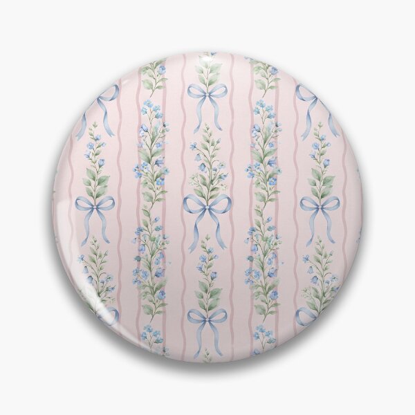 Item preview, Blue Bows and Floral Stripes Pattern designed and sold by ITCHAWAWAA.