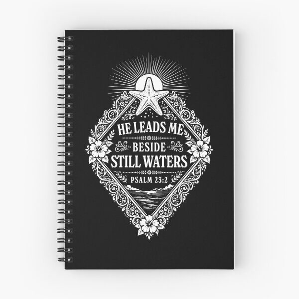 Item preview, He Leads Me Beside Still Waters – Psalm 23:2 Christian Coastal Faith Design with Starfish & Hibiscus designed and sold by SaltCreatives.