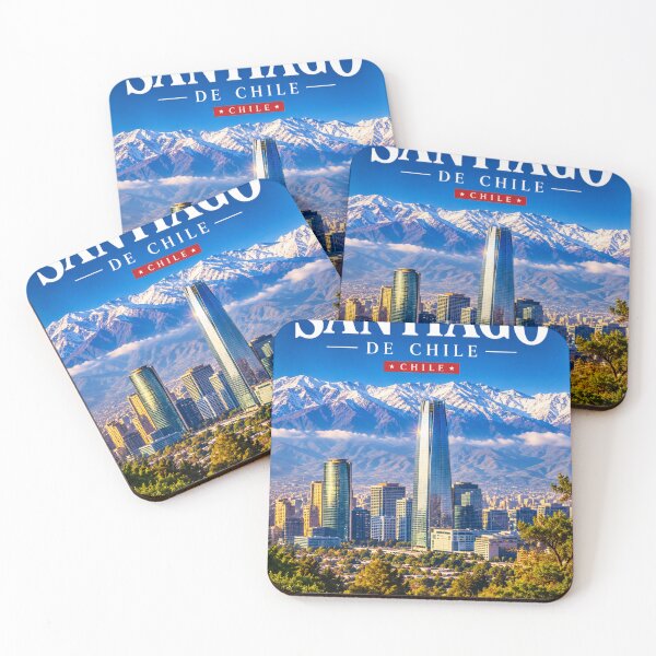 Aperçu de l'œuvre Affiche touristique de Santiago du Chili – Montagnes des Andes et panorama urbain créée et vendue par ElartedeNoel.
