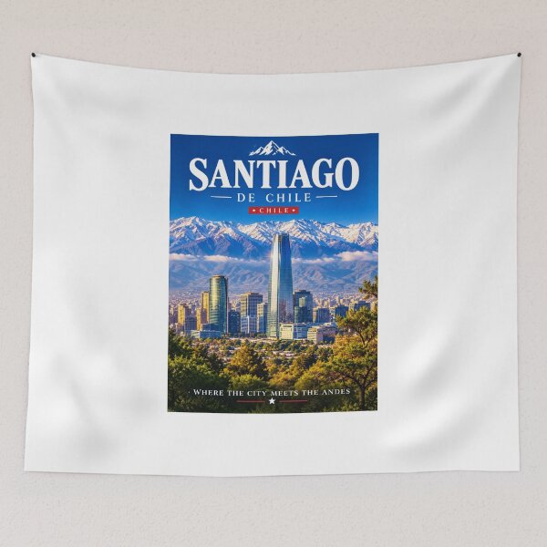 Item preview, Santiago Chile Travel Poster – Andes Mountains & City Skyline designed and sold by ElartedeNoel.