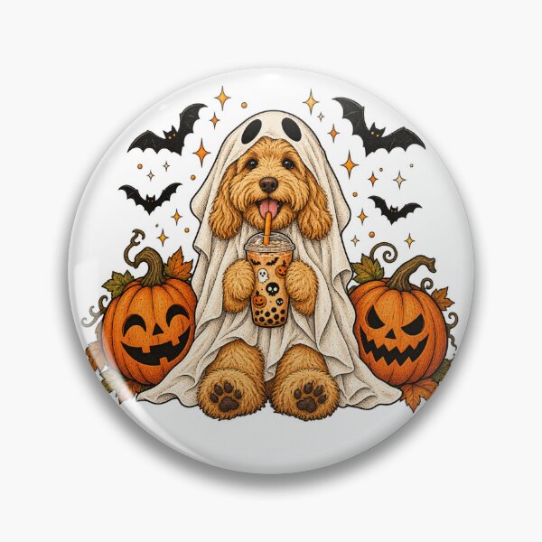 Item preview, Goldendoodle Ghost and Boba Cute Halloween Dog Humor designed and sold by will freed18.