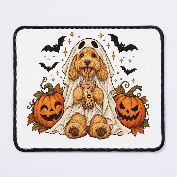 Item preview, Goldendoodle Ghost and Boba Cute Halloween Dog Humor designed and sold by will freed18.
