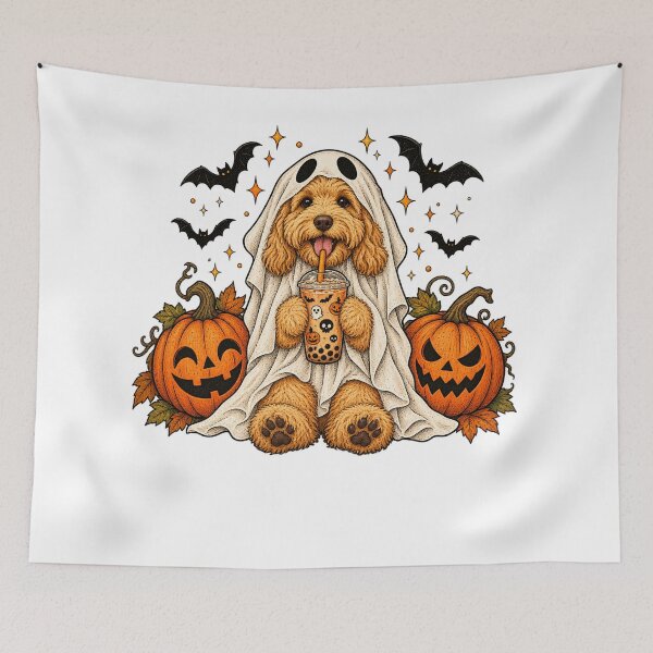 Item preview, Goldendoodle Ghost and Boba Cute Halloween Dog Humor designed and sold by will freed18.
