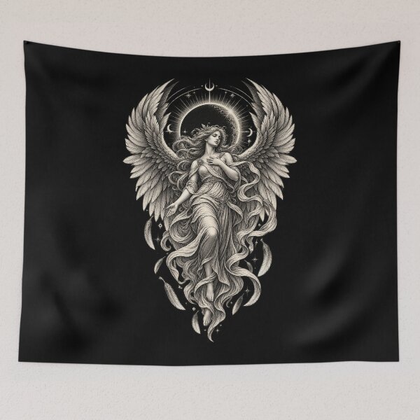 Item preview, Celestial Angel Goddess with Eclipse and Moon Wings designed and sold by will freed18.