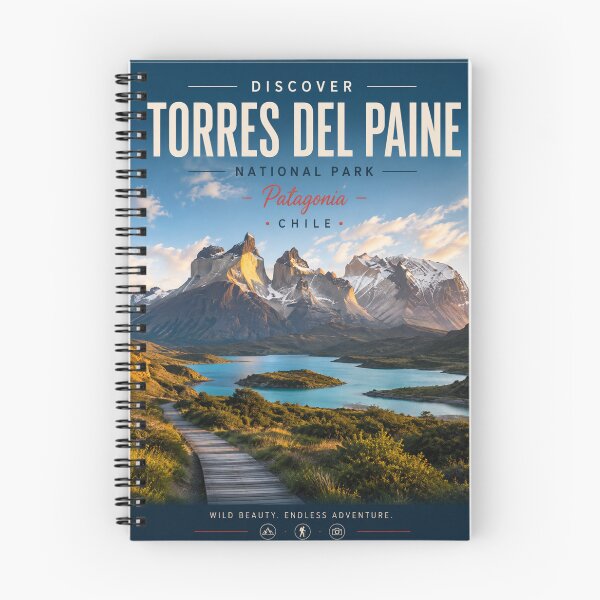 Item preview, Torres del Paine Chile Travel Poster – Patagonia National Park designed and sold by ElartedeNoel.