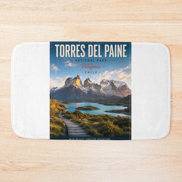 Item preview, Torres del Paine Chile Travel Poster – Patagonia National Park designed and sold by ElartedeNoel.