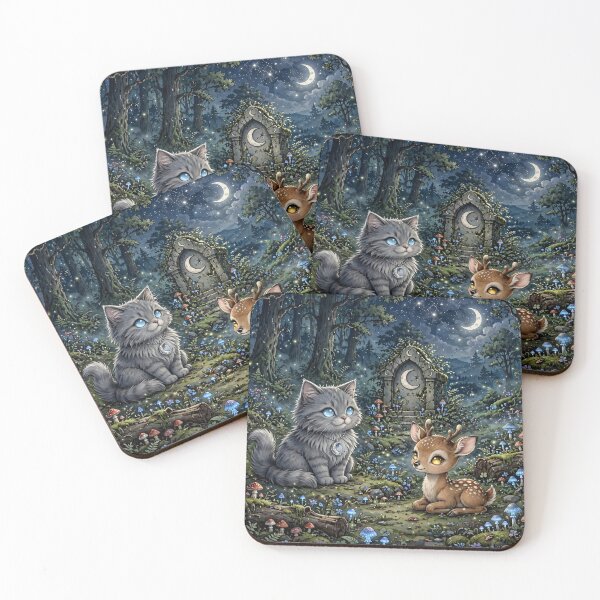 Item preview, Blue Eyes Cat Golden Eyes Fawn Moonlit Forest designed and sold by CMWorkshop.