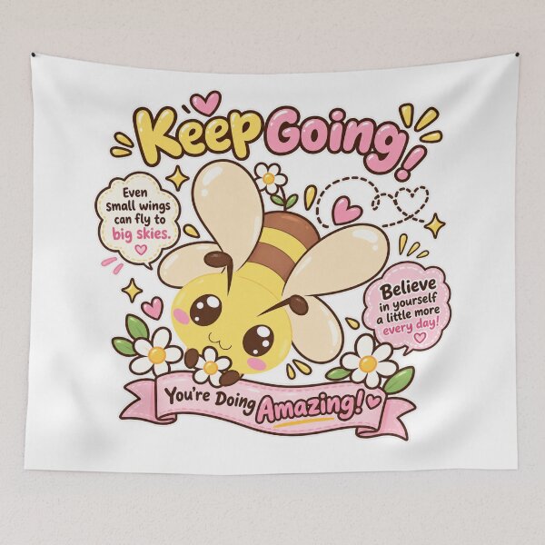 Item preview, Keep Going Cute Bee – You’re Doing Amazing Kawaii Motivational Design designed and sold by MathuraPresent.
