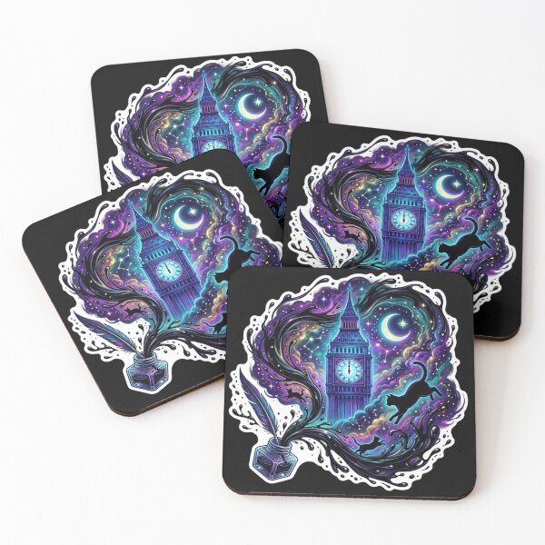 Item preview, Gothic Galaxy London Clock Tower Cosmic Ink Cats designed and sold by aliyeus.