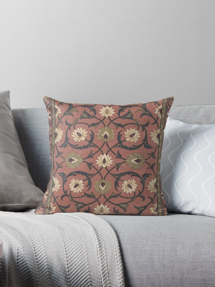 Vintage Traditional Dusty Rose Botanical Tapestry Pillow
