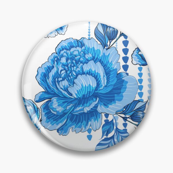 Item preview, Vibrant Blue Peony and Beaded Stripes Pattern designed and sold by EWIKA By Ekawit.