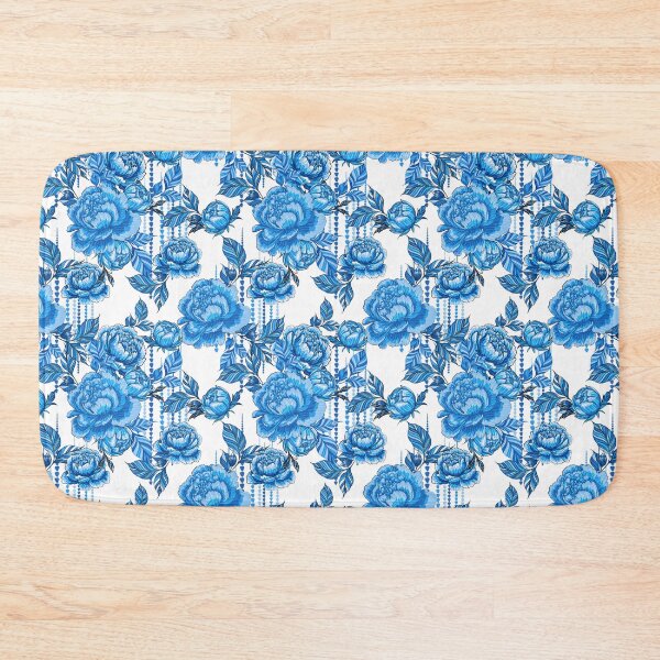 Item preview, Vibrant Blue Peony and Beaded Stripes Pattern designed and sold by EWIKA By Ekawit.