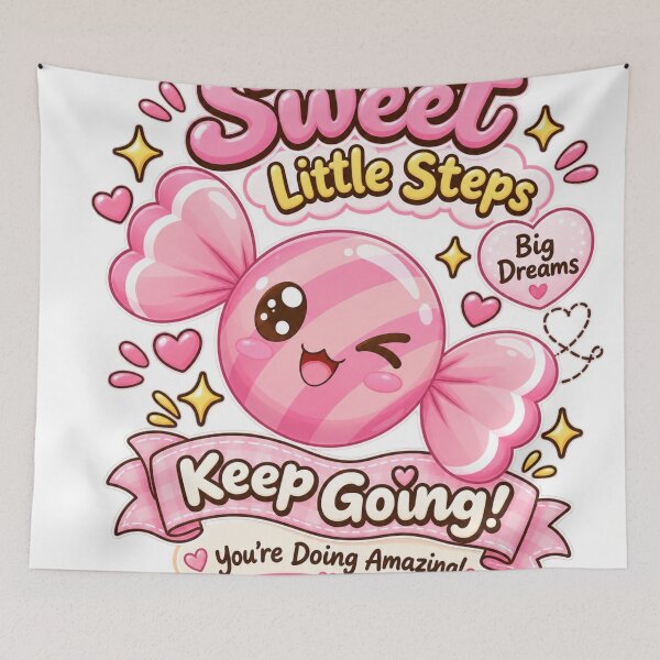 Item preview, Sweet Little Steps Big Dreams Cute Pink Candy Keep Going Motivational Design designed and sold by MathuraPresent.