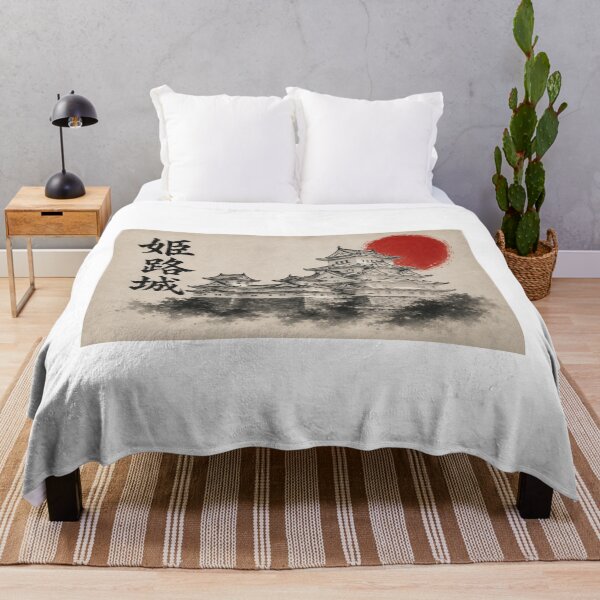 Item preview, Himeji Castle 姫路城 - Japanese Sumi-e Ink Painting with Red Sun designed and sold by KeisJapan.