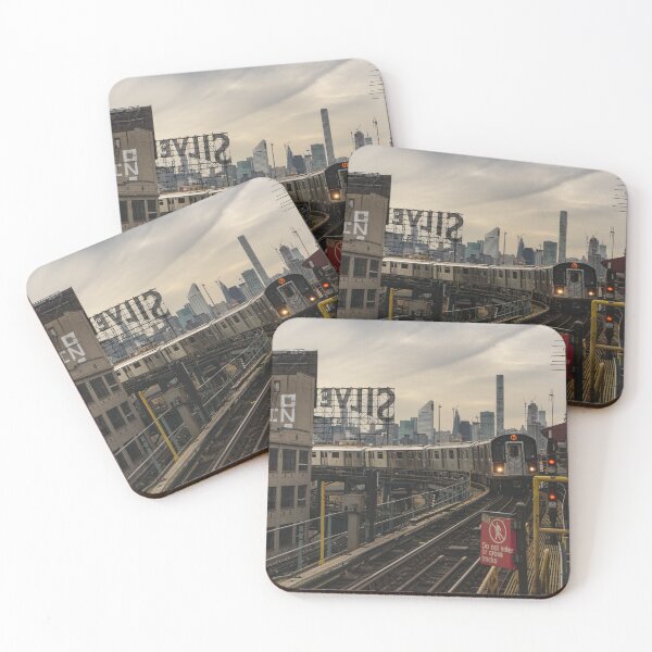 Item preview, NYC Subway Train Queens Manhattan Skyline Urban Photography designed and sold by hawkeye0.