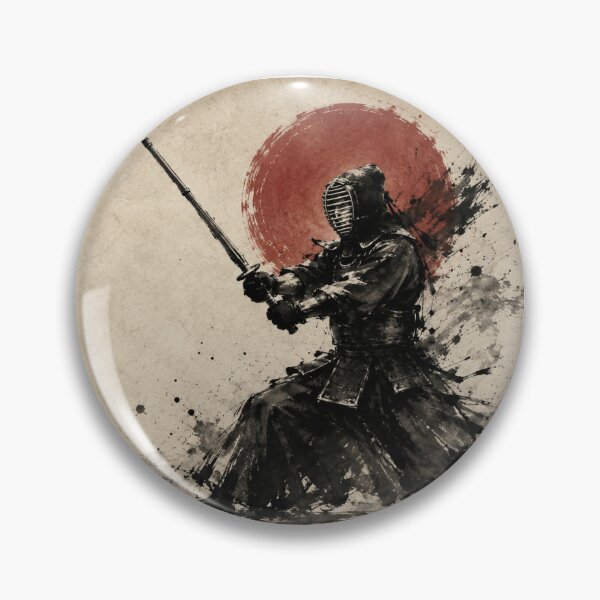 Item preview, Kendo 剣道 - Japanese Sumi-e Ink Painting with Red Sun designed and sold by KeisJapan.