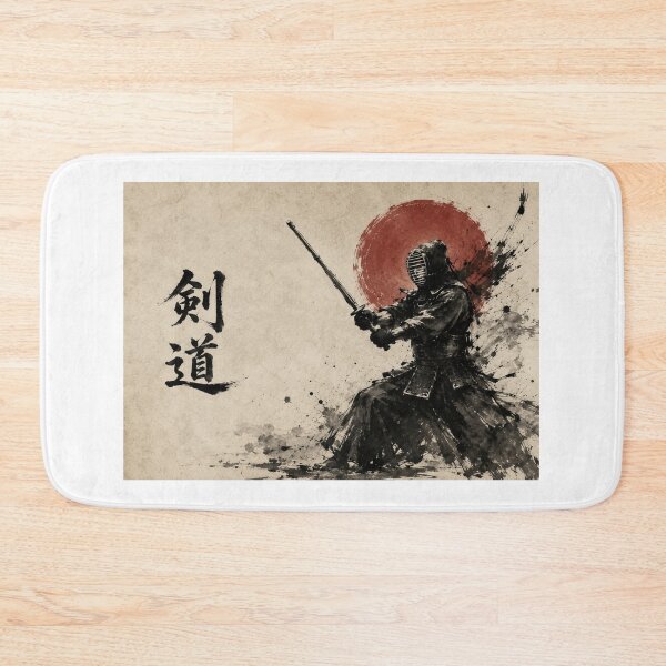 Item preview, Kendo 剣道 - Japanese Sumi-e Ink Painting with Red Sun designed and sold by KeisJapan.