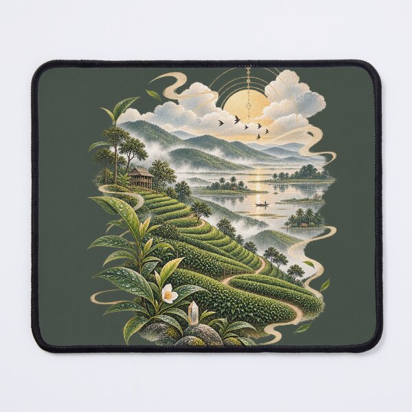 Item preview, Tea Terrace Misty Tea Plantation Landscape designed and sold by StoneOak.