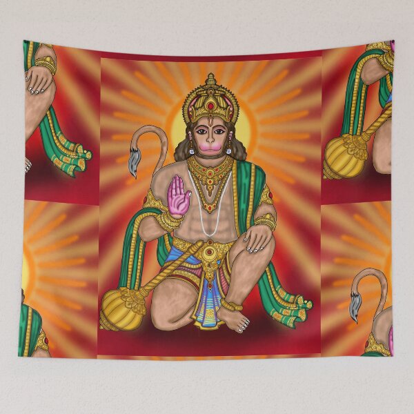 Item preview, Lord Hanuman Digital Drawing | Powerful Hindu God Artwork & Devotional Illustration designed and sold by Harshit_Digital_Arts.