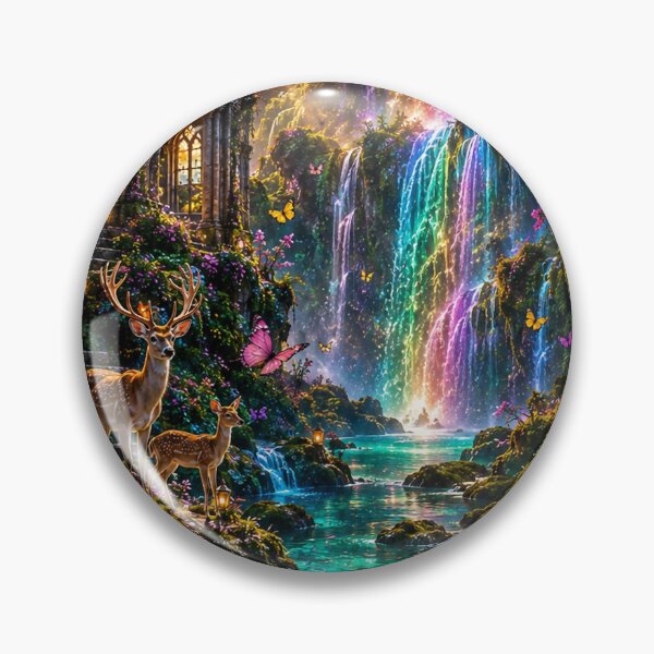 Item preview, Castle Ruins Rainbow Waterfall Deer designed and sold by nardreelxz.