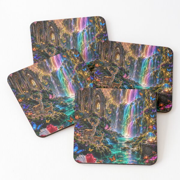 Item preview, Castle Ruins Rainbow Waterfall Deer designed and sold by nardreelxz.