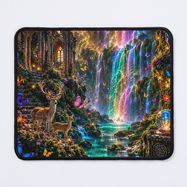 Item preview, Castle Ruins Rainbow Waterfall Deer designed and sold by nardreelxz.