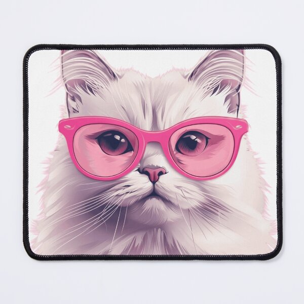 Item preview, Cool White Cat in Pink Sunglasses Cute Pet Portrait designed and sold by L&L.