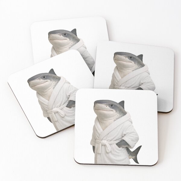 Item preview, Cozy Tiger Shark in a White Bathrobe designed and sold by Sillytoe.
