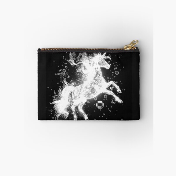 Item preview, Glowing Unicorn with Cosmic Bubbles Black and White Fantasy Art Design designed and sold by inkoutninja.