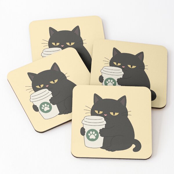 Item preview, Grumpy Black Cat Holding Coffee designed and sold by wingoo22.