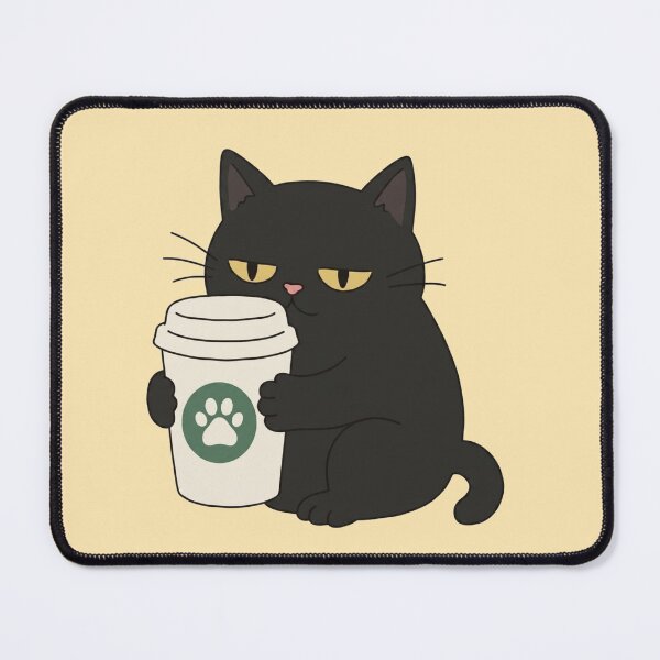 Item preview, Grumpy Black Cat Holding Coffee designed and sold by wingoo22.