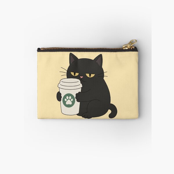 Item preview, Grumpy Black Cat Holding Coffee designed and sold by wingoo22.