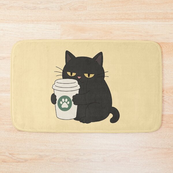 Item preview, Grumpy Black Cat Holding Coffee designed and sold by wingoo22.