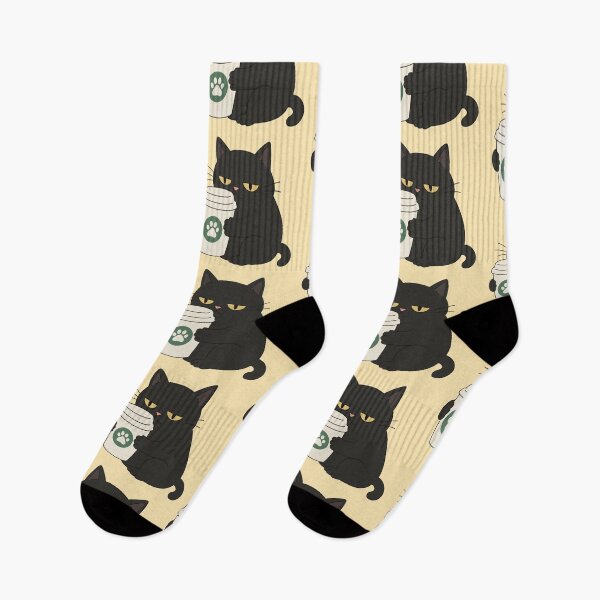 Item preview, Grumpy Black Cat Holding Coffee designed and sold by wingoo22.