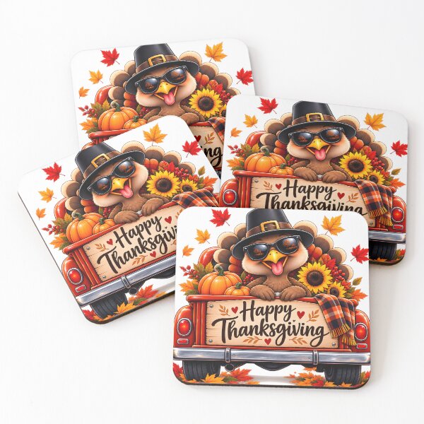Item preview, Cute Happy Thanksgiving Turkey Vintage Truck Fall Design designed and sold by TinyWeird.