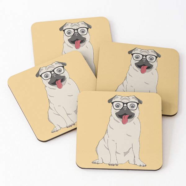 Item preview, Funny Pug Dog with Big Nerd Glasses designed and sold by shopdiego.