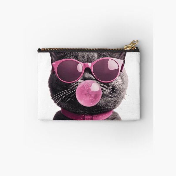Item preview, Cool Grey Cat Blowing Pink Bubblegum Sunglasses Art designed and sold by L&L.