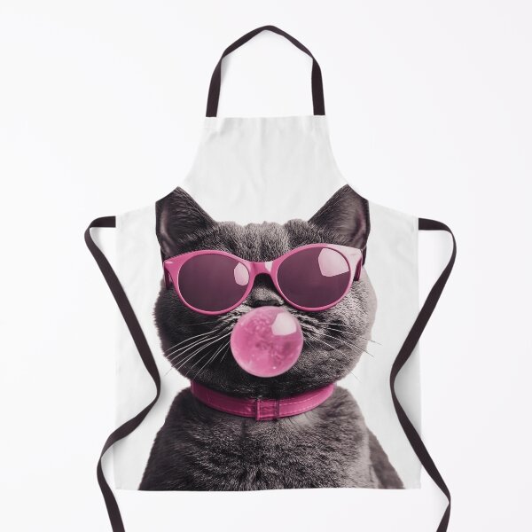 Item preview, Cool Grey Cat Blowing Pink Bubblegum Sunglasses Art designed and sold by L&L.