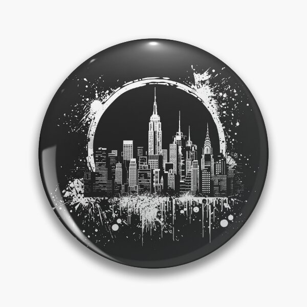 Item preview, New York City Skyline Ink Splatter Black and White Urban Art Design designed and sold by inkoutninja.