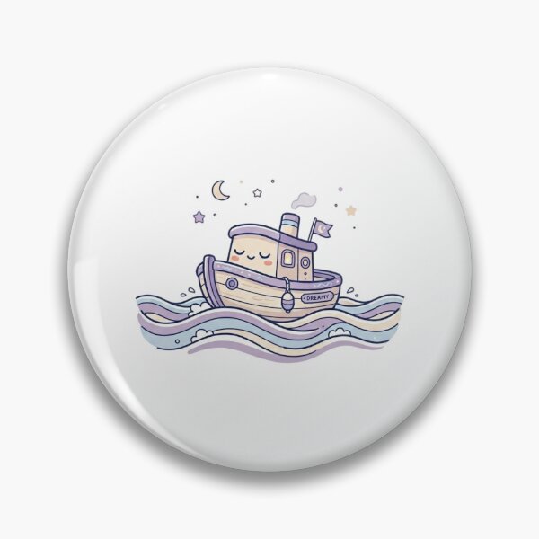 Item preview, Cute Kawaii Night Tugboat Crescent Moon Illustration designed and sold by ajamzbox.