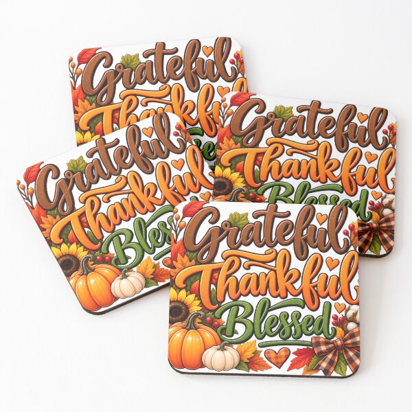 Item preview, Grateful Thankful Blessed Autumn Thanksgiving Design designed and sold by TinyWeird.