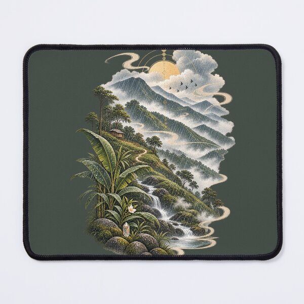 Item preview, Monsoon Ridge Rainy Mountain Landscape Art designed and sold by StoneOak.