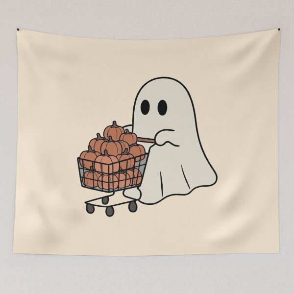 Item preview, Cute Ghost Pushing Shopping Cart Full Of Pumpkins designed and sold by wingoo22.